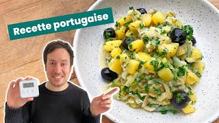 Poêlée portugaise  Pommes de terre oignons morue olives noires et persil  Recette facile [upl. by Bonucci]