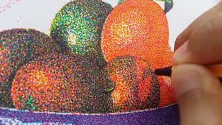 Frutas con puntillismo Pointillism with fruits [upl. by Llenyar]