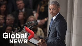 John McCain funeral Barack Obama FULL eulogy [upl. by Shanie413]