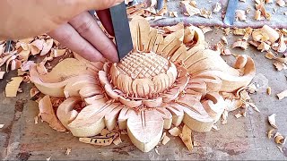 beautiful wood carving  wood carving ideas  wood carving flower and leaf [upl. by Tips51]