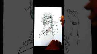 anime girl pencil drawing how to draw easy drawing anime girl shorts anime [upl. by Fitzgerald]