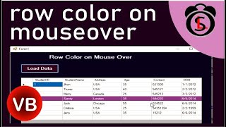 How To Highlight DataGridView Row on Mouse Hover Using VBNet  DataGridView OnMouseOver VB [upl. by Nolrah111]