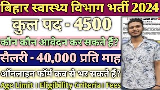 बिहार स्वास्थ्य विभाग में निकली CHO भर्ती 2024 Bihar CHO Recruitment 2024 SHSB CHO VACANCY bihar [upl. by Hurff538]