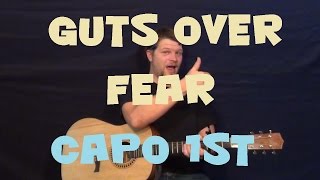 Guts Over Fear Eminem Easy Guitar Lesson How to Play Tutorial [upl. by Yelknirb]