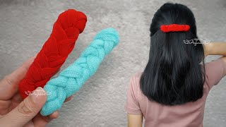 SUPER EASY Braided Hair Clip 😘 How to Make Barrette Clip with Braid Design [upl. by Iorgos]