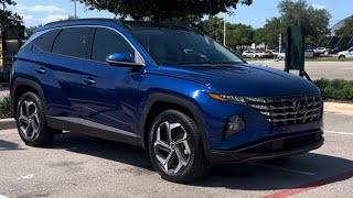 AudreyLincolnLady showing off a 2023 Hyundai Tucson Limited in Intense Blue with Gray leather [upl. by Gerome805]