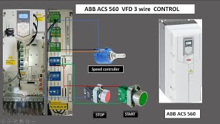 ABB ACS560 vfd 3 wire connection start stop push button connectionabb [upl. by Risser]