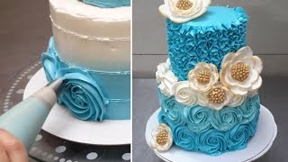 EASY WEDDING CAKE IDEA  How To Make Swirl Buttercream Roses by Cakes StepbyStep [upl. by Saltsman319]