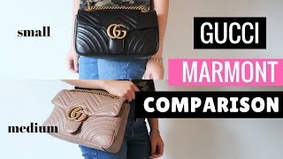 GUCCI MARMONT CAMERA BAG VS YSL CAMERA BAG REVIEW AND COMPARISON SizePrice What fits [upl. by Rohn]