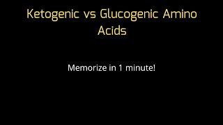 Memorize Ketogenic and Glucogenic Amino Acids in ONE MINUTE  Biochemistry MCAT [upl. by Alrzc]