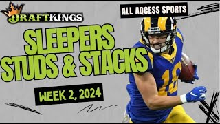 Draftkings NFL Week 2  DFS Picks and Lineup Build  Sleepers Studs amp Stacks [upl. by Elo]