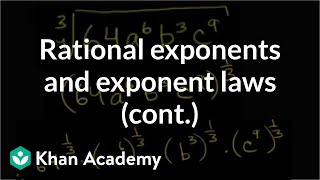 More rational exponents and exponent laws  Algebra I  Khan Academy [upl. by Carroll525]