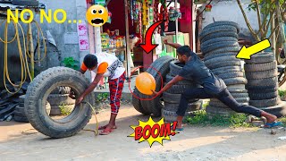 Tyre Blast Prank with Popping Balloons  Crazy REACTION with Popping Balloon Prank Part 11 [upl. by Oppen142]