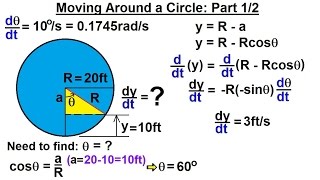 Calculus 1  Derivatives and Related Rates 23 of 24 Moving Around a Circle Part 12 dydt [upl. by Neyugn7]