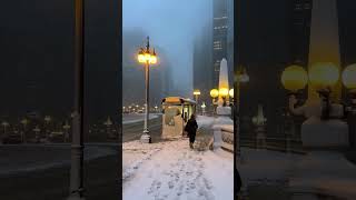 Chicago winter’s magic is near ❄️🌨️☁️⛄🎀🧤❤️📍 Wacker Drive Chicago IL 🇺🇸➡️ [upl. by Sisto]