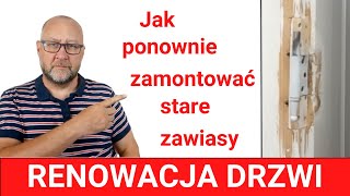 Renowacja drzwi w kamienicy Montaż starych zawiasów na futrynie Jak zrobić drewnianą wstawkę [upl. by Annoved]