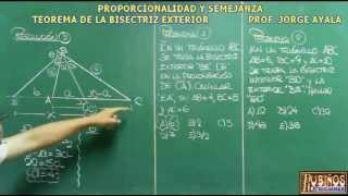 EL TEOREMA DE LA BISECTRIZ EXTERIOR EN PROPORCIONALIDAD EJERCICIOS RESUELTOS [upl. by Alaehcim]