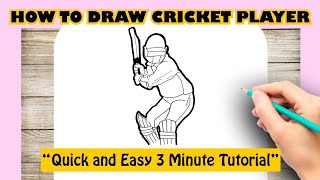 How to Draw Cricket Player [upl. by Sapphera758]