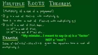 Using the Multiple Roots Theorem to Solve a Polynomial Equation [upl. by Lehsar975]