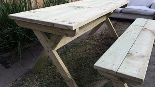 DIY crossleg outdoor table and bench [upl. by Joh]