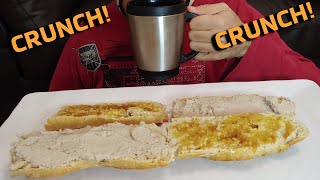 ASMR BAGUETTE BREAD APRICOT JAM AND PORK PATE CRETONS CRUNCHY EATING SOUNDS MUKBANG [upl. by Cerellia964]