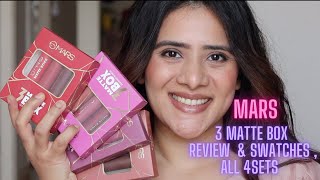 NEW LAUNCH MARS 3 MATTE BOX LIPSTICKS REVIEW AND SWATCHES  ALL 4 SETS DRNAVNEET MARS 3MATTEBOX [upl. by Hcra]