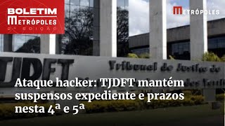 Ataque hacker TJDFT mantém suspensos expediente e prazos nesta 4ª e 5ª  Boletim Metrópoles 2º [upl. by Amend947]