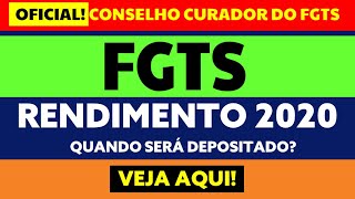 FGTS 2020 RENDIMENTO FUNDO DE GARANTIA  QUANDO SERÃ DEPOSITADO [upl. by Otokam]