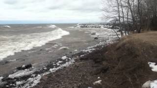 Stormy Lake Big Waves on Lake Superior April 11 2013 [upl. by Fesuy595]