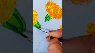 Easy hack to make marigold flowers acrylicpaintingtutorial art shots [upl. by Tiemroth]