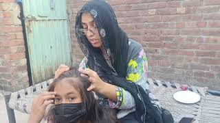 Satisfying lice and nits removing with neighbours girl ASMR family vlogs [upl. by Berrie78]