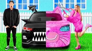 Pink Car vs Black Car Challenge by KiKi Challenge [upl. by Niveek]