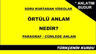 Paragraf  Cümlede Anlam  Örtülü Anlam Nedir [upl. by Cesare]