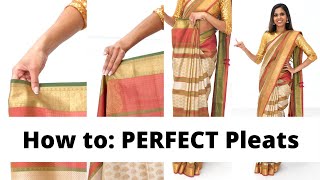 EASY Saree Pleating Tutorial  How to Pleat for beginners  Tia Bhuva [upl. by Brosy]