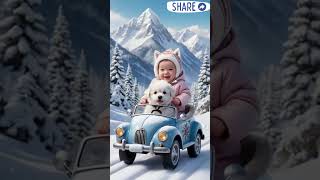 ❄️ Babys Magical Snowy Adventure 🚗⛄️ Tiny Driver in a Winter Wonderland with Snow Dog 🐶🌨️ [upl. by Eetnahc]