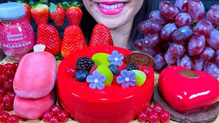 ASMR RED FOOD FRESH FRUIT MOUSSE CAKE ICE CREAM MUKBANG MASSIVE Eating Sounds [upl. by Birecree]