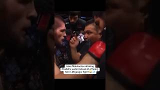 Islam Makhachev drinks Khabibs water Instead of offering him [upl. by Clevey]