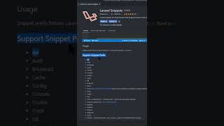 VSCODE  Extension VSCODE untuk Laravel Snippets Autocomplete shorts [upl. by Anatnas]