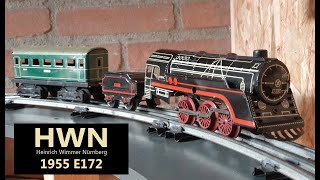 O scale tinplate 060 locomotive 1955 E172 by HWN  Heinrich Wimmer Nürnberg [upl. by Ardnwahs]