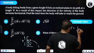 A body falling freely from a given height \\mathrmH\ hits an inclined plane in its path at a [upl. by Mcfadden]