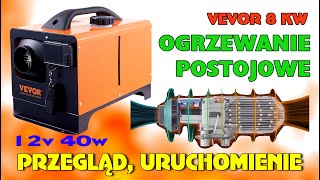 Nagrzewnica olejowa VEVOR 8kW 12V Ogrzewanie postojowe  webasto Test grzania Parking heater [upl. by Saffren]