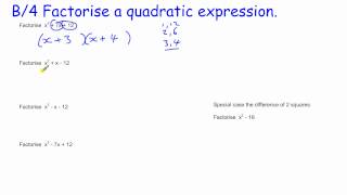 GCSE Core Maths Skills revision B4 Factorising quadratics expressions [upl. by Nahseez356]