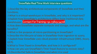 Snowflake RealTime Work Interview Questions Part 1 [upl. by Sukramaj331]