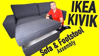 IKEA KIVIK Three seat sofa with IKEA KIVIK Footstool with storage Assembly instructions [upl. by Anaeda]