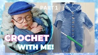 How to make a CROCHET baby onesie  romper EASY 36months PART 1 [upl. by Pack]