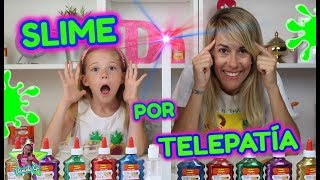 SLIME POR TELEPATIA TWIN TELEPATHY SLIME CHALLENGE MAMA VS DANIELA HACIENDO SLIME [upl. by Giverin]