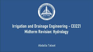 Midterm Revision Hydrology [upl. by Enisaj]