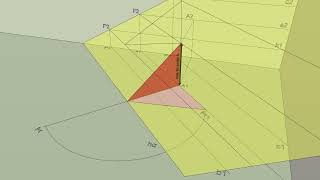 Rebatimento de um triângulo situado num plano oblíquo com recurso a um TRIÂNGULO DE REBATIMENTO [upl. by Farron68]