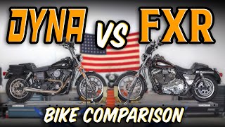 Harley Davidson Dyna FXDX VS FXRS  Thrashin Supply Bike Comparison [upl. by Fredela]