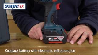 Screwfix  BOSCH GSB 182LI PLUS 18V 40AH LIION CORDLESS COMBI DRILL [upl. by Katey516]